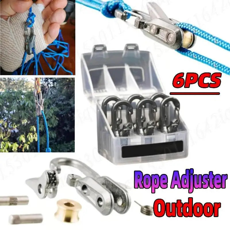 Rope Adjuster Outdoor Rope Stopper Tightener Adjustable Buckle Rope Hook Tension Adjuster Outdoor Tools for Camping Hiking
