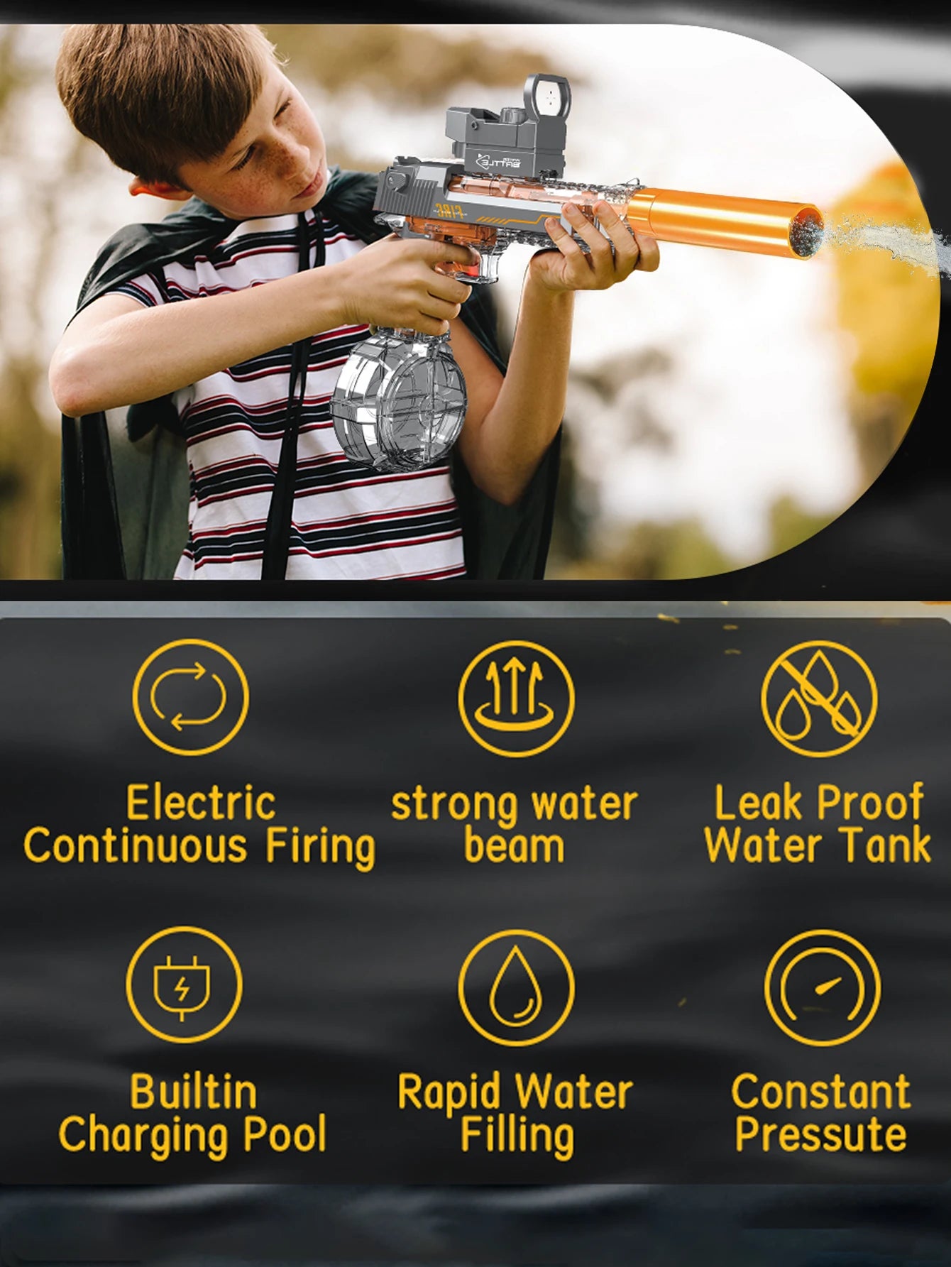 Children High Pressure Electric Water Gun Toys Summer Outdoor Beach Pool Garden Fight Games Kids Automatic Bursts Watergun Gifts