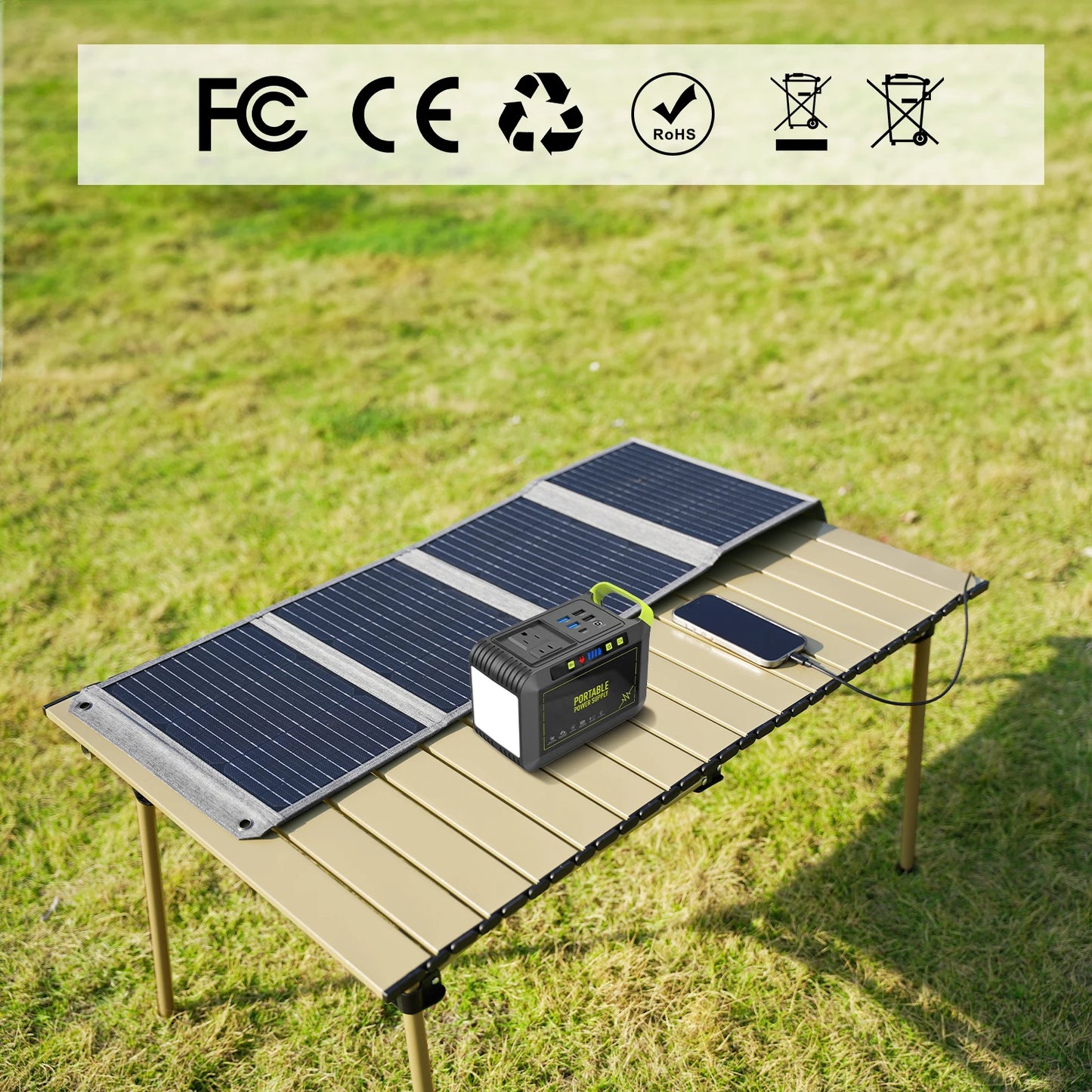MHPOWOS 40W Portable Solar Panel Charger with Triple Output (USB-C/USB-A/DC), 23% High-Efficiency for Camping Phone Power Bank