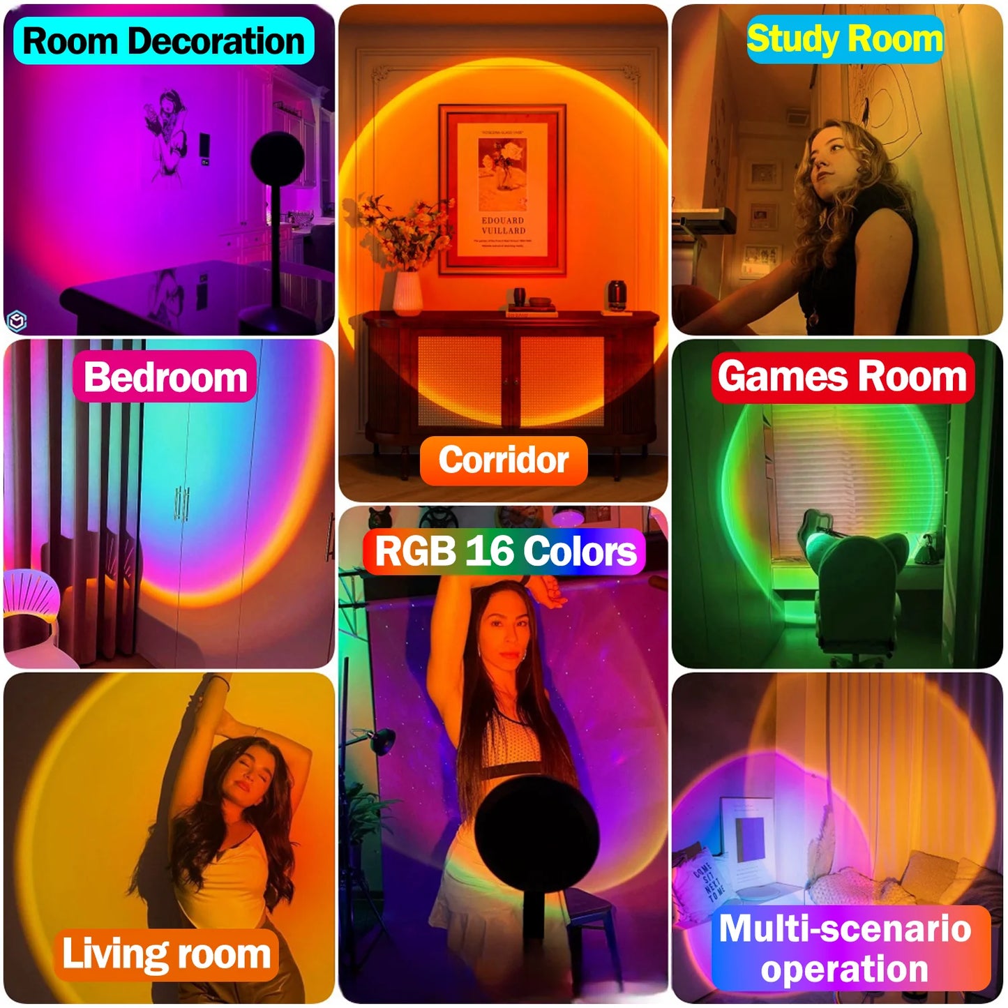 APP& Remote Control Sunset Lamp Projector Led Lights For Room Bedroom Night Light Decor Christmas Gifts For Dimmable 16 Modes