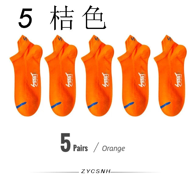5/10Pairs Summer Socks Bright Color Mesh Ankle Socks Men Women Breathable Street Fashion Sports Mesh Thin Short Running Socks