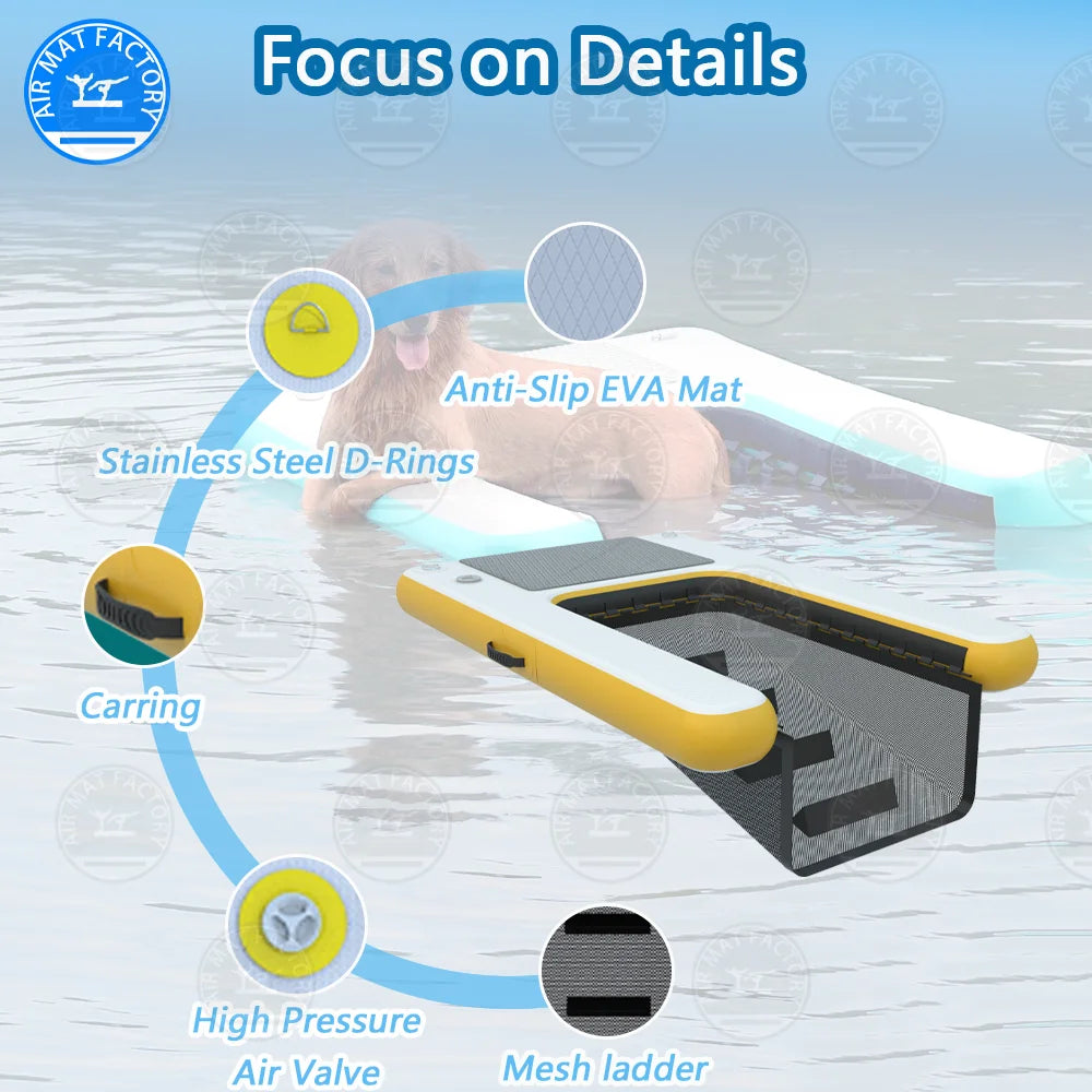 Summer Inflatable Pet Ramp, Dog Water Ramp, Boat Float, Dock, Pool Large Dog Climb Out of Water