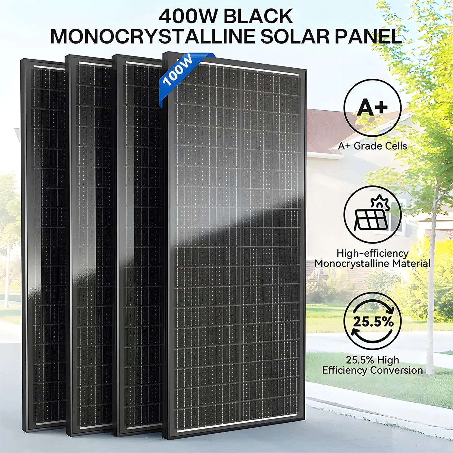WERCHTAY 12V 400W/200W/100W 18BB Rigid Solar Panel Monocrystalline Silicon N-Type Solar Cells Waterproof  Camping/Home/RV