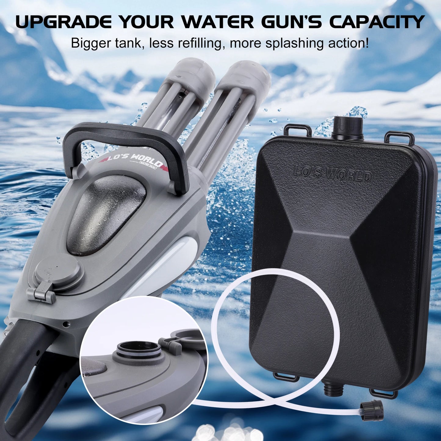 Kids Electric Water Gun Toy LED Double Barrel Water Blaster Toy With Backpack Portable Water Toy For Children