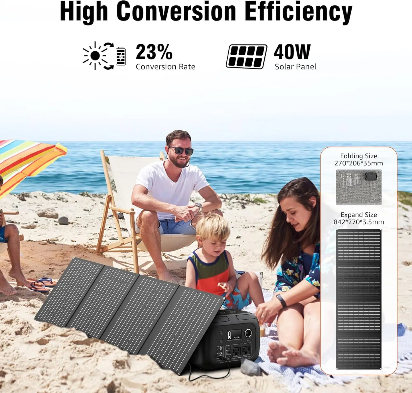 300W 260Wh Portable Power Station with Solar Panels 40W Solar Generator with AC Outlet 110V for Outdoor Garden Travel Camping RV