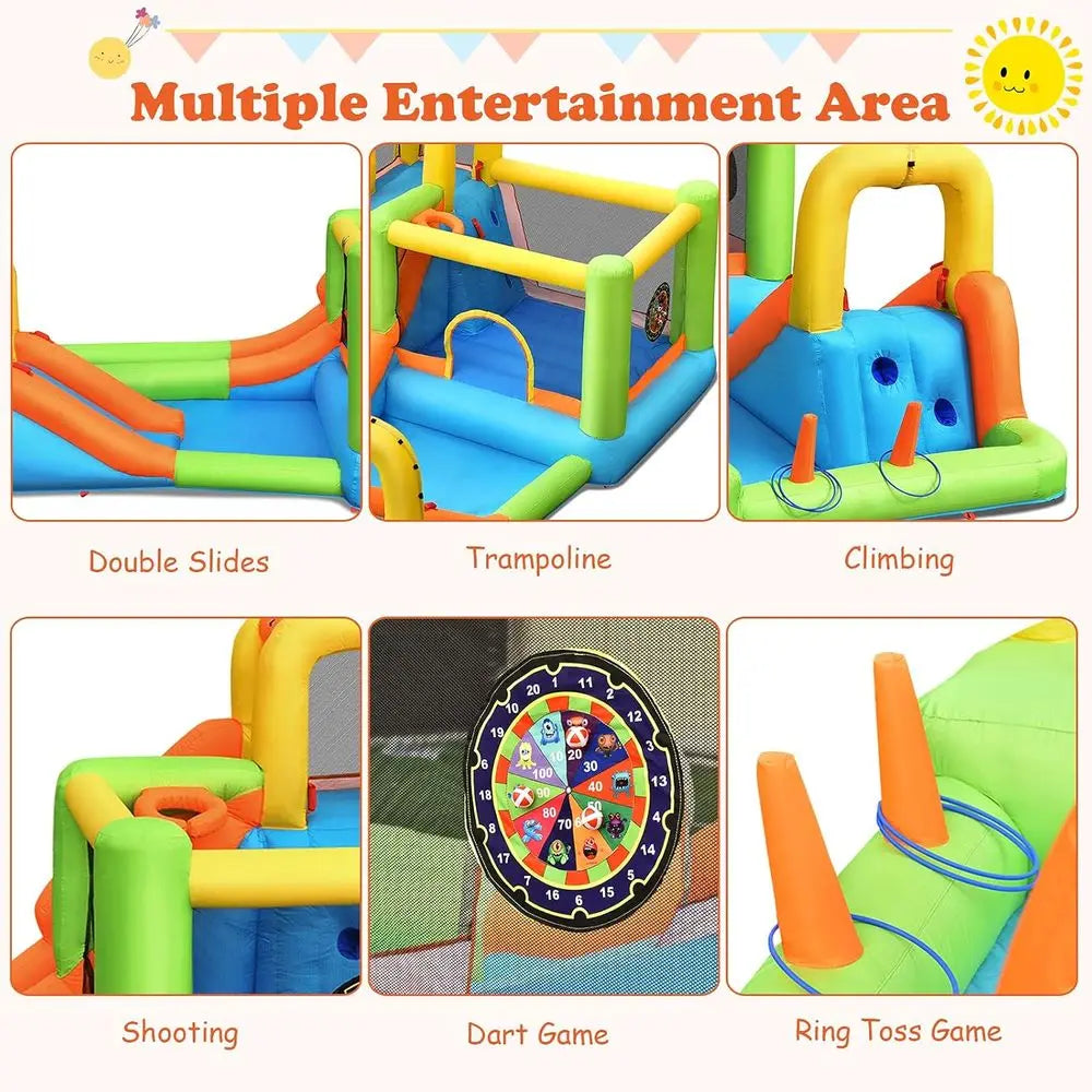 Giant Iatable Bounce House & Water Park - 8 in 1 Fun for Kids and Adults - Climbing, Slides, Splash Pool - Backyard Ou