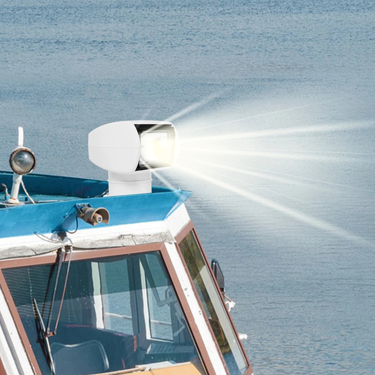 12V Boat Remote Control Searchlight 100W Rotatable Boat Spotlight Illumination Distance 2624.67ft for Night Yachts Fishing Boats