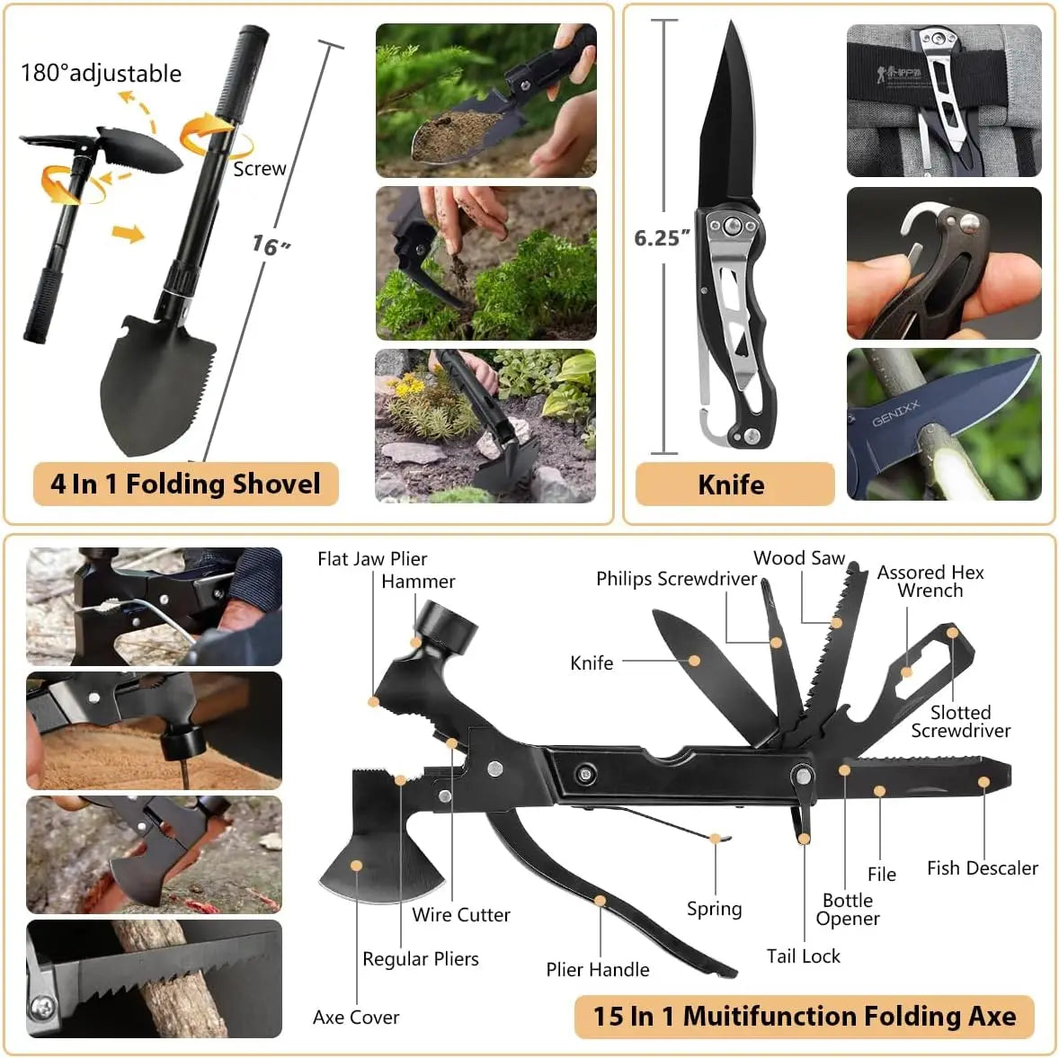 250Pcs Survival Gear First Aid Kit with Molle Bag & Emergency Tent for Outdoor Adventure, Hiking, Hunting - Ideal Gifts