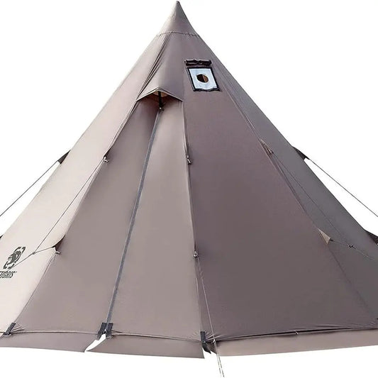 All-Season Waterproof 4-6 Person Tipi Tent with Stove Jack for Camping, Backpacking, Hunting, and Fishing