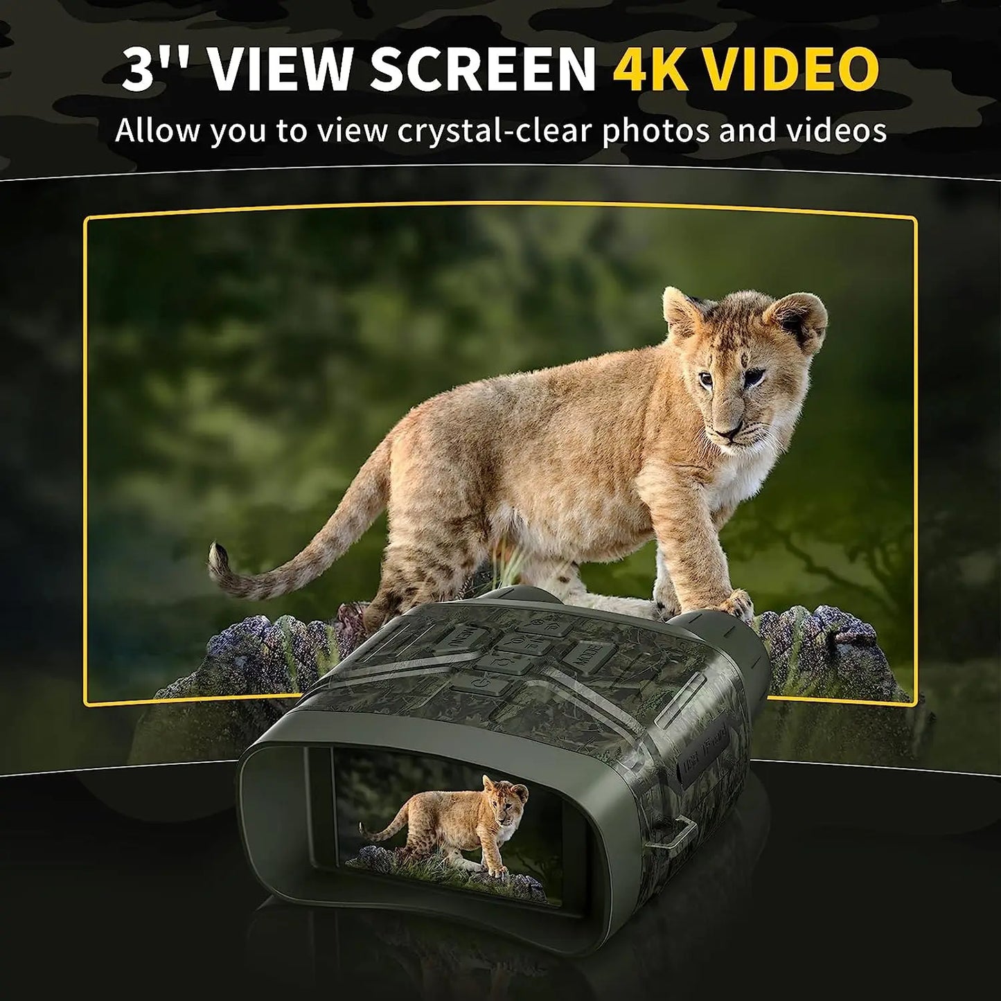 4K Night Vision Binoculars with Rechargeable Battery  32GB TF Card Night Vision Goggles for Photo And Video Saving 3'' Display