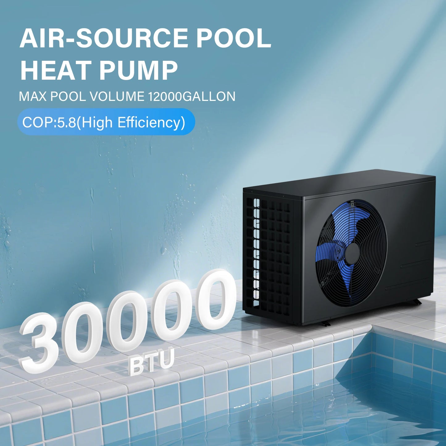 30000 BTU Above Ground Swimming Pools Heater Electric Pool Heater With Wi-Fi Heat Pump Swimming Pool Smart App