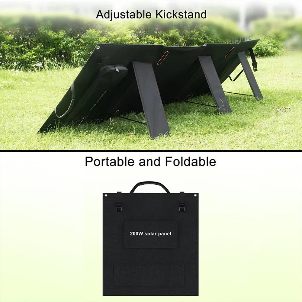 SOLARPLAY 200W 18V Solar Panel Kit Foldable Solar Panel Outdoor Rechargeable Solar Charger For Portable Camping Power Station