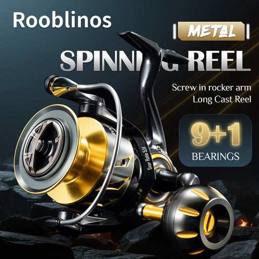 ROOBLINOS SW Spinning Reel Ultralight  Saltwater Surf Reel  5.0:1 9+1 BB Max Drag 12kg Fishing Reels Wheel