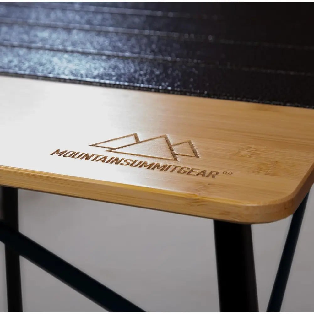 Bamboo/Aluminum Roll-Top Camping Table - Hybrid and Portable Aluminum-Top/Bamboo Folding Table with Adjustable Height Steel Fram