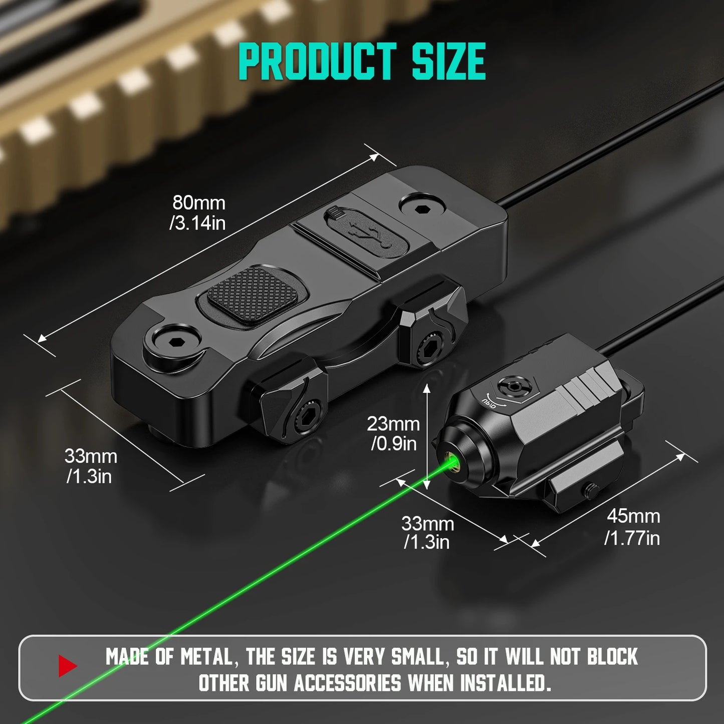 7004 charging mode, equipped with a green laser sight with mouse tail aiming assist function