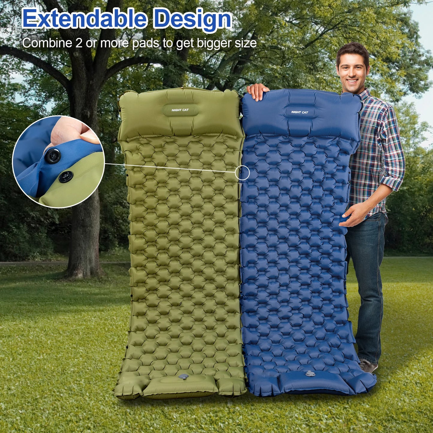 Waterproof Ultralight Air Mattress mat with pillow Insulated Air Mat Outdoor Inflatable Sleeping Pad Lightweight TPU