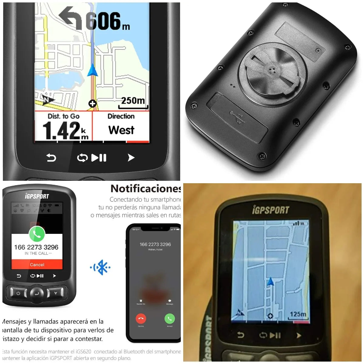 iGS620 GPS Cycling Computer Compatible with ANT+ WirelBicycle Computer SMS & Call Notification Map