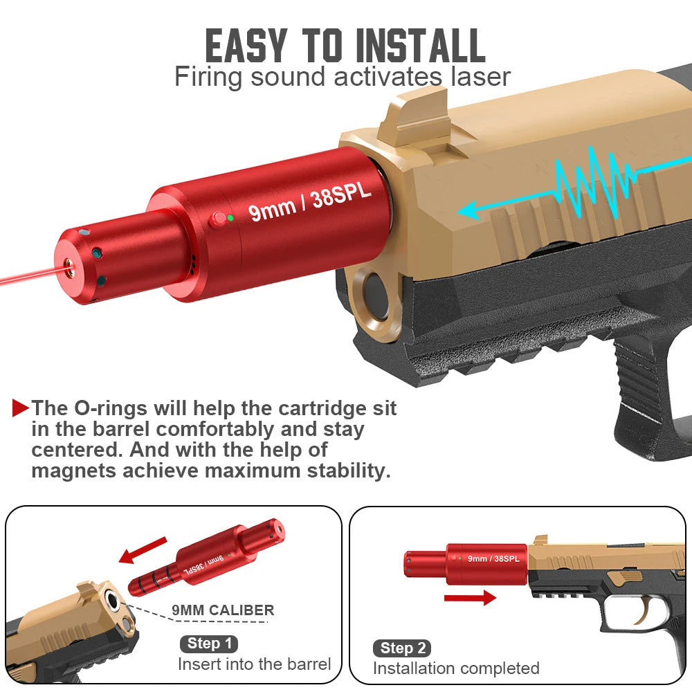 9MM dual-purpose magnetic suction laser training bullet, red dot laser training bullet, dry powder laser training bullet