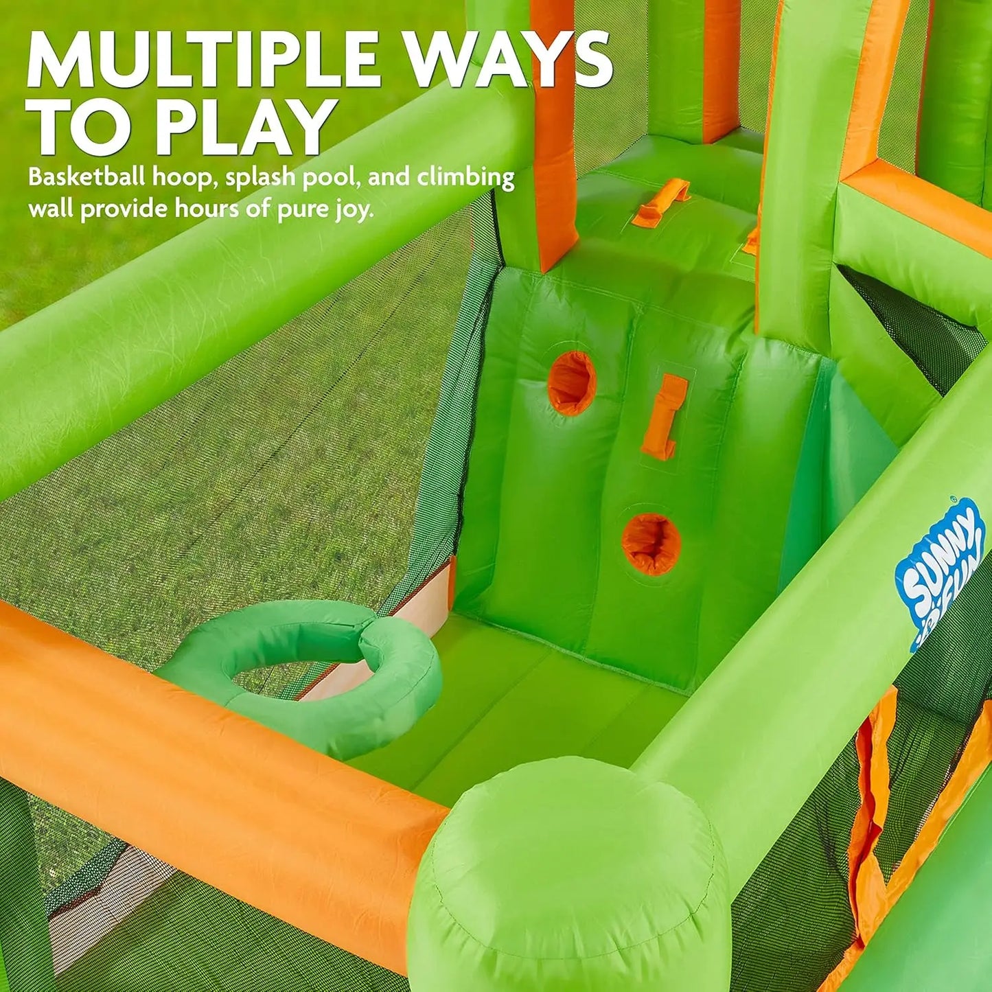 Compact Bounce-A-Round Inflatable Water Slide Park - Heavy-Duty for Outdoor Fun - Climbing Wall, Slide & Splash Pool - Easy to S