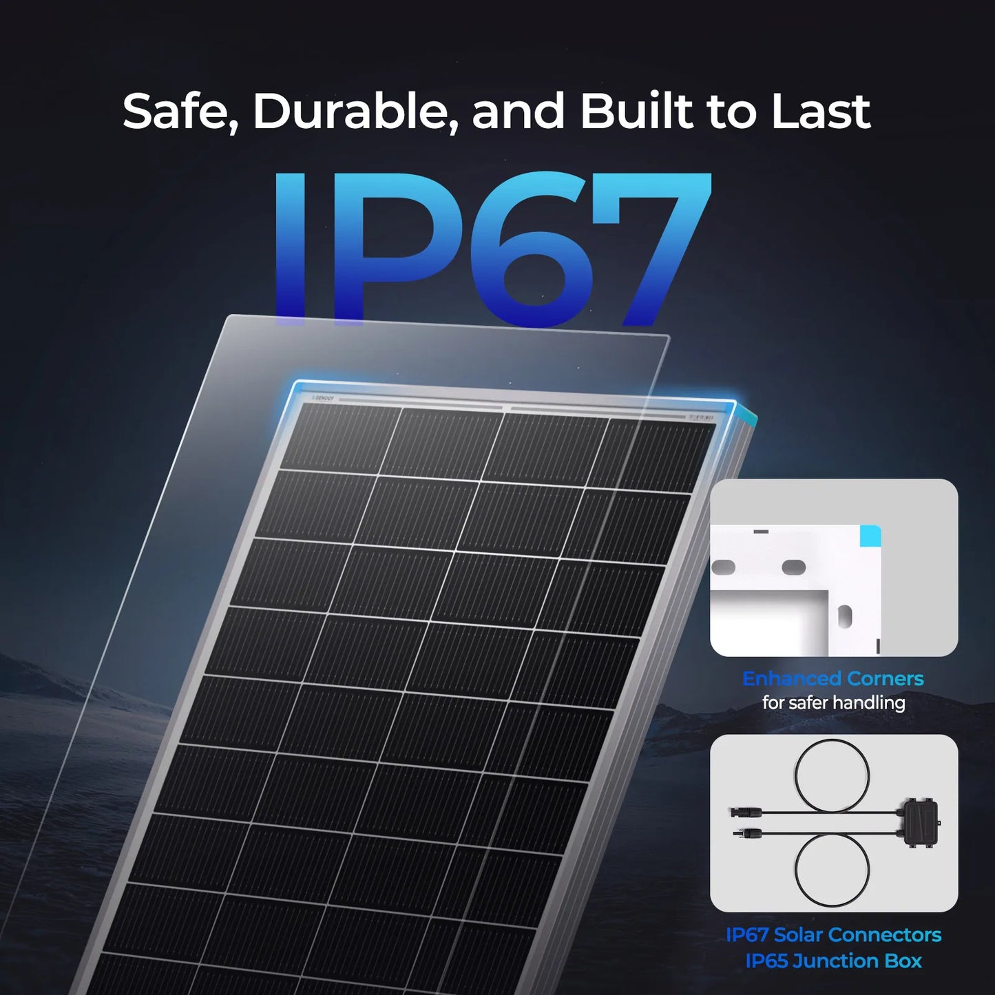 Renogy 200W 24V Monocrystalline Rigid Solar Panel, N-Type 16BB High Efficiency 20.7% for RV Boat Cabin Off-Grid System
