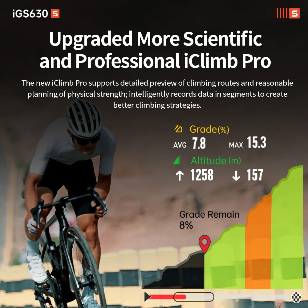 iGPSPORT iGS630S GPS Bike Computer Global Map Navigation Support Yaw planning Smart Climb Planning Indoor Bike Training