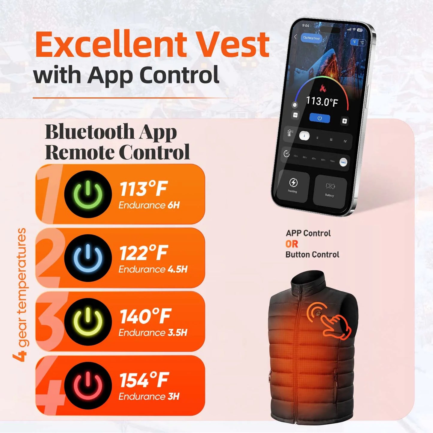 Heated Vest With APP Control Men Jacket Heated Winter Womens Heater Jacket Thermal Vest Body Warmer Outdoor Sports Coat