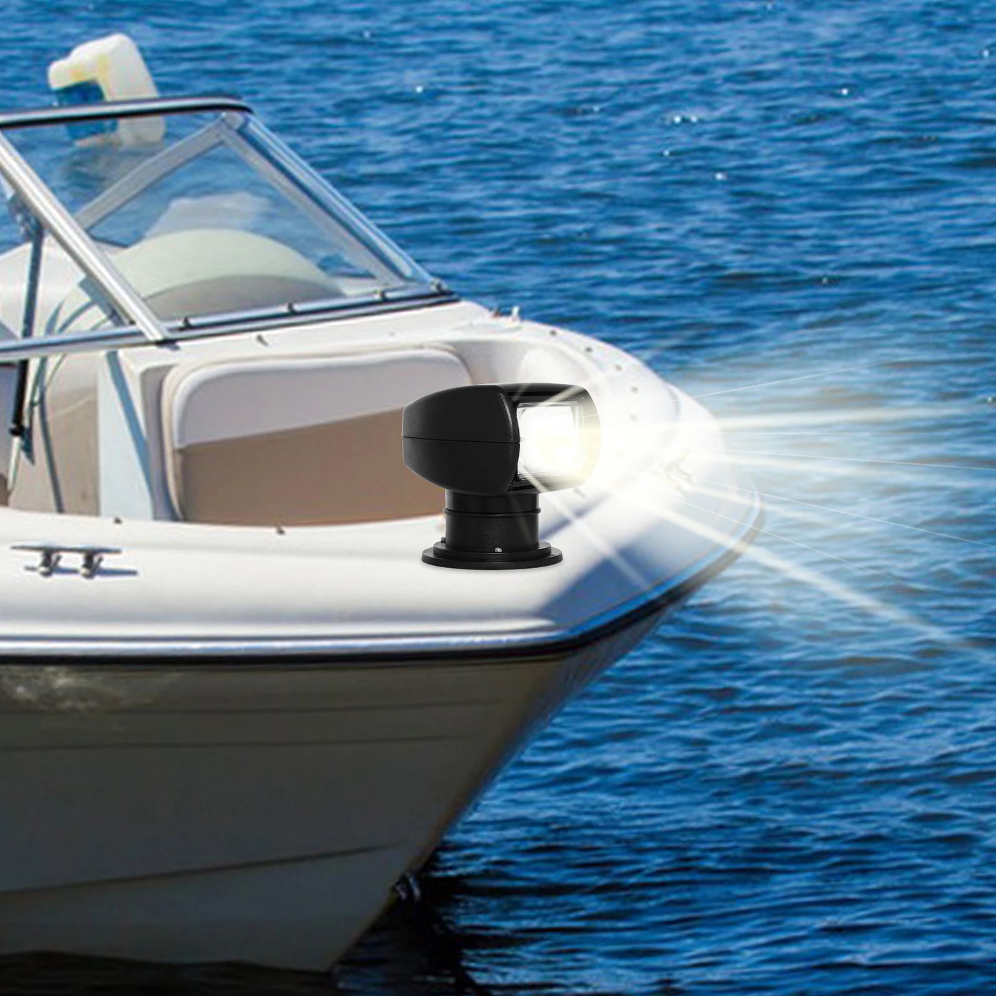 12V Boat Remote Control Searchlight 100W Rotatable Boat Spotlight Illumination Distance 2624.67ft for Night Yachts Fishing Boats