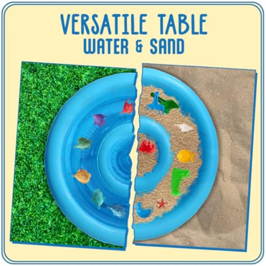 Baby Water Table, Kids Outdoor Water Table, Toddler Outside Inflatable Activity Playset with Fishing Game Pole & Toys for Toddle