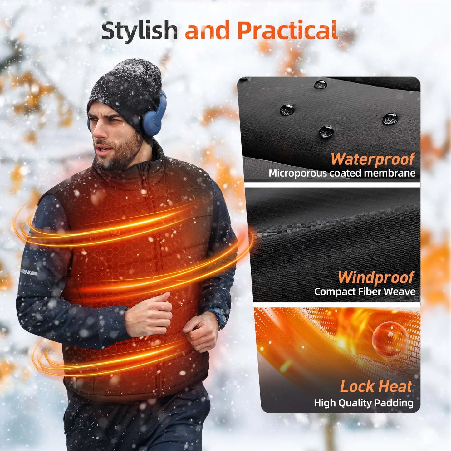 Heated Vest With APP Control Men Jacket Heated Winter Womens Heater Jacket Thermal Vest Body Warmer Outdoor Sports Coat