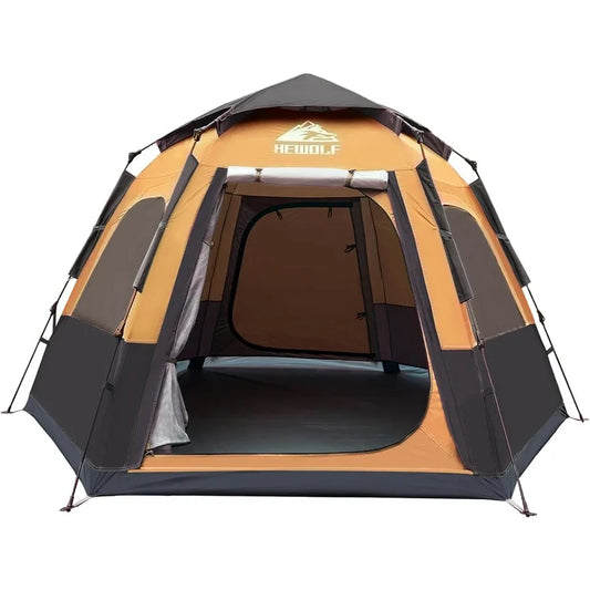 2/3/4 Person Camping Tent - Instant Pop Up Waterproof 2 Doors Tent with Easy Setup 3-Season Hexagonal Dome Design for Family Hi