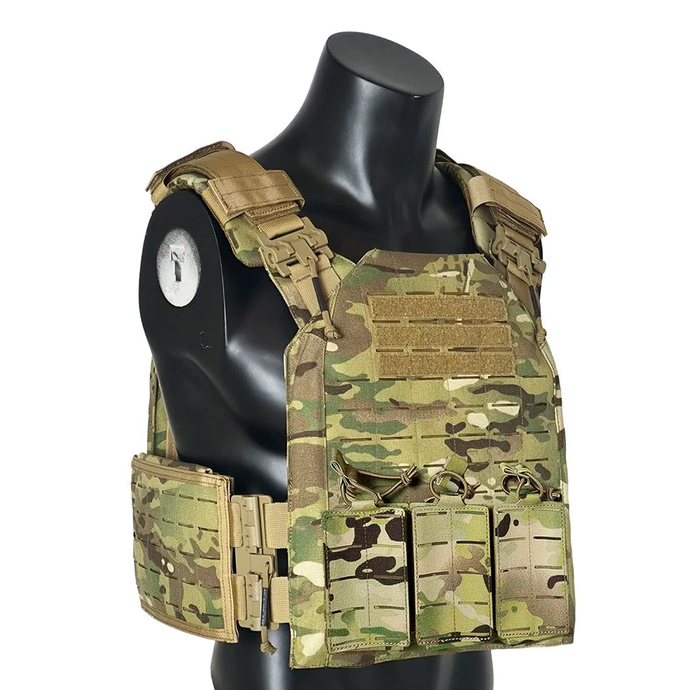 EMERSONGEARS with triple pouch Lightweight tactical vest suit laser cutting modular quick  release Nylon vest MOLLE gear