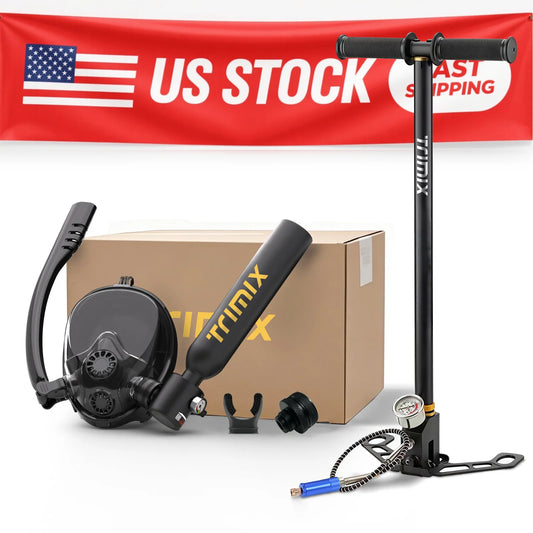 TRIMIX US 24H Fast Shipping Mini Scuba Lung Tank 0.5L With Snorkeling mask and 3-Level Hand Pump 10 Minutes Underwater Breathe