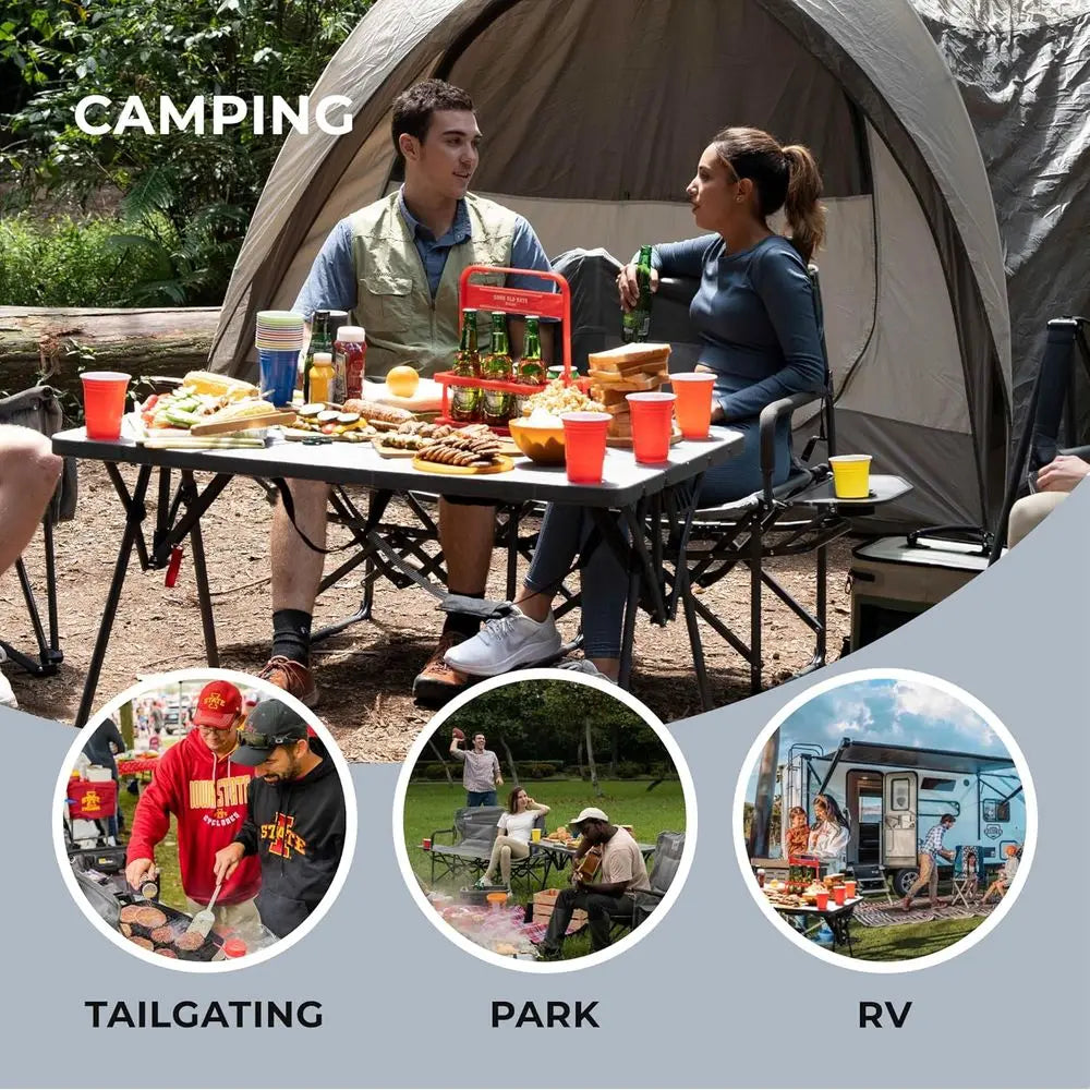 Cococabana X Camphor Portable Folding Table with Adjustable Shoulder Strap for Camping, Tailgating, Picnic, RV - Roll Up Design,