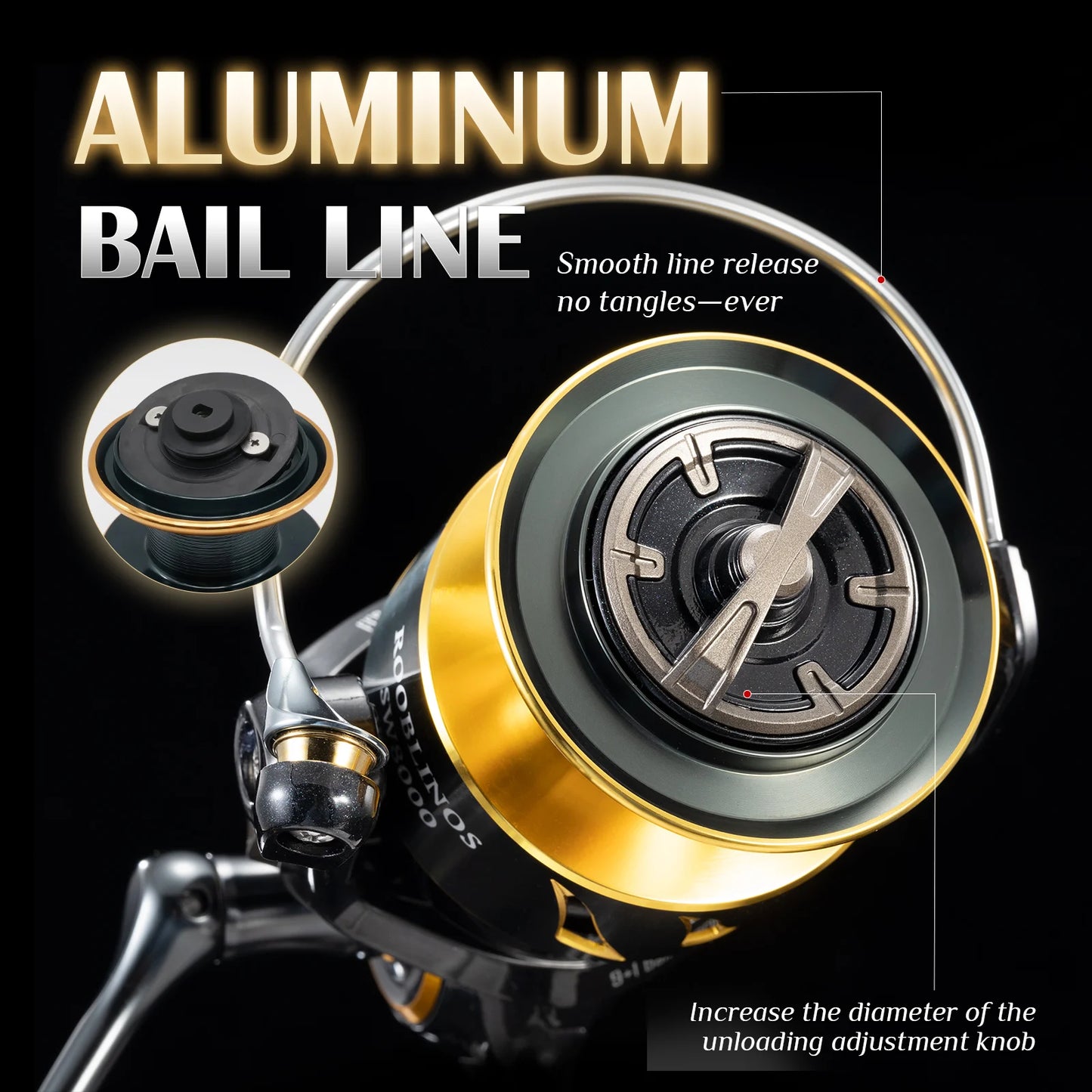 ROOBLINOS SW Spinning Reel Ultralight  Saltwater Surf Reel  5.0:1 9+1 BB Max Drag 12kg Fishing Reels Wheel
