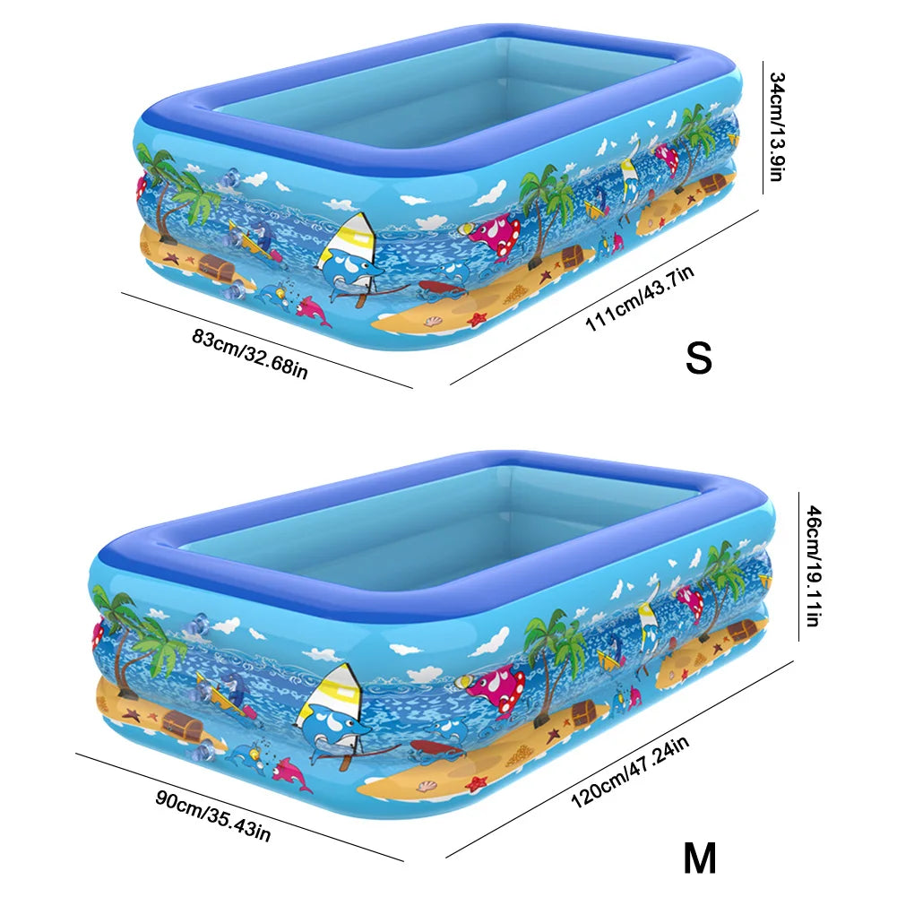 Inflatable Swimming Pool Cartoon Pattern Framed Swimming Pool Water Play Pool for Summer Outdoor Indoor