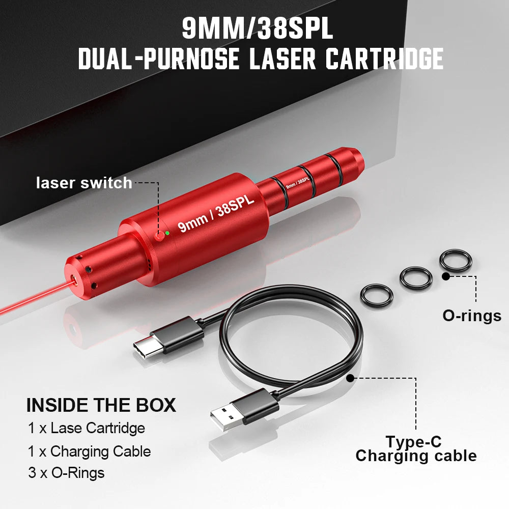 9MM dual-purpose magnetic suction laser training bullet, red dot laser training bullet, dry powder laser training bullet
