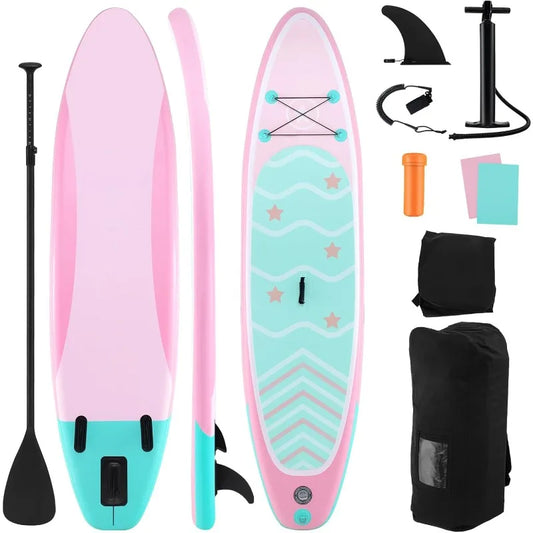 GYMAX 11' x 6" Inflatable Stand Up Paddle Board w/ SUP Accessories,Removable Fin,Paddle,Pump,Blow Up Paddle Boards Standing Boat
