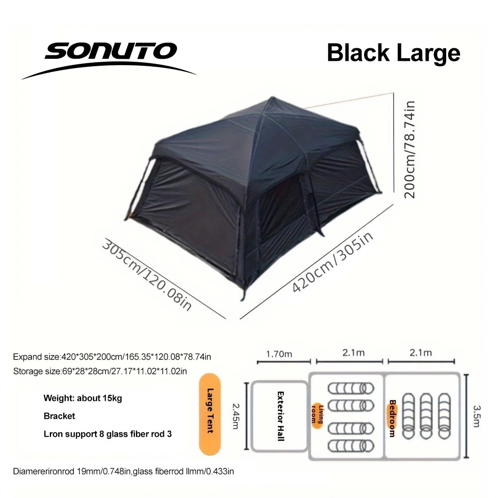 Sonuto Tent outdoor camping overnight two-bedroom portable thickened field awning camping equipment family gathering