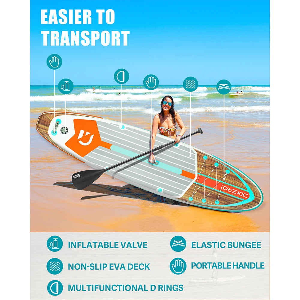 Myboat DIXERO Waterproof Inflatable Paddle Board 11''x33''x6''Adult Standing Style Aquatic With Kayak Accessories SUP Board