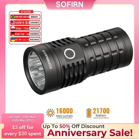 Sofirn Q8 Plus 6*XHP50.2 LED Torch 21700 USB C Rechargeable 16000lm Powerful Flashlight EDC Portable Lantern Lamp BLF Anduril 2