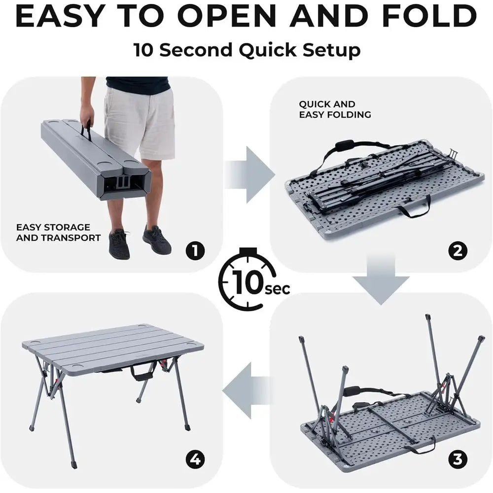 Cococabana X Camphor Portable Folding Table with Adjustable Shoulder Strap for Camping, Tailgating, Picnic, RV - Roll Up Design,