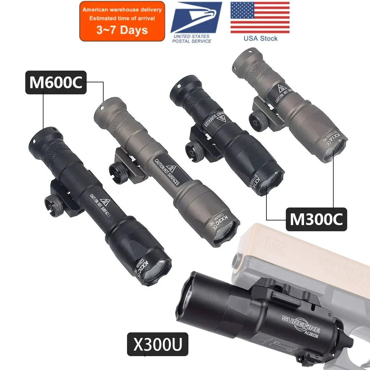 Surefire M600C M600 M300 X300 Ultra Tactical Scout Light Airsoft Rifle Weapons Flashlight Picatinny Mount Hunting for Olight