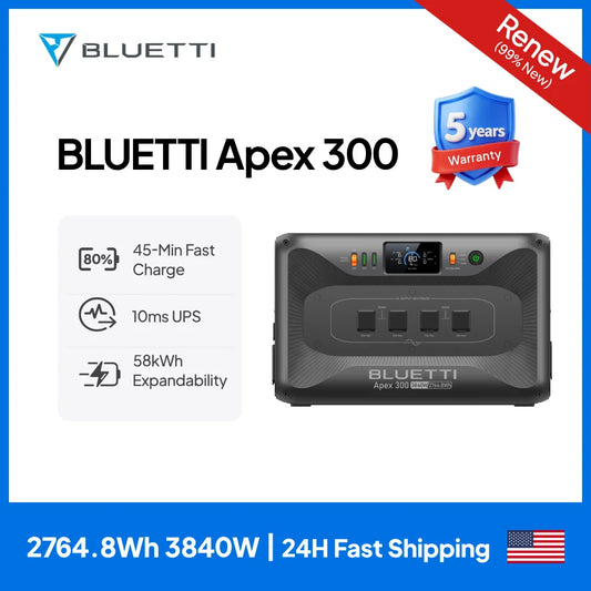 【RENEW 】BLUETTI Apex 300 2764Wh Portable Power Station Reliable Energy Solution for Home and Outdoors