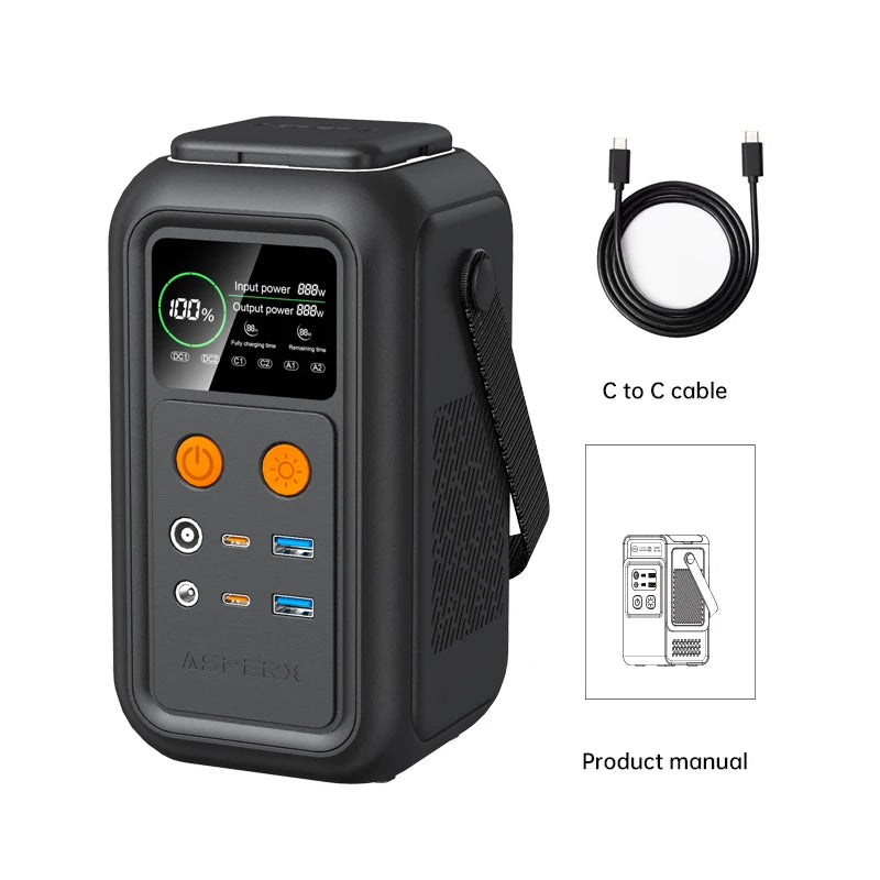 CTOLITY 200W 1800W Portable Power Station LiFePo4 Camping Solar Generator 110V 220V AC Energy Storage Supply Pure Sinve Wave