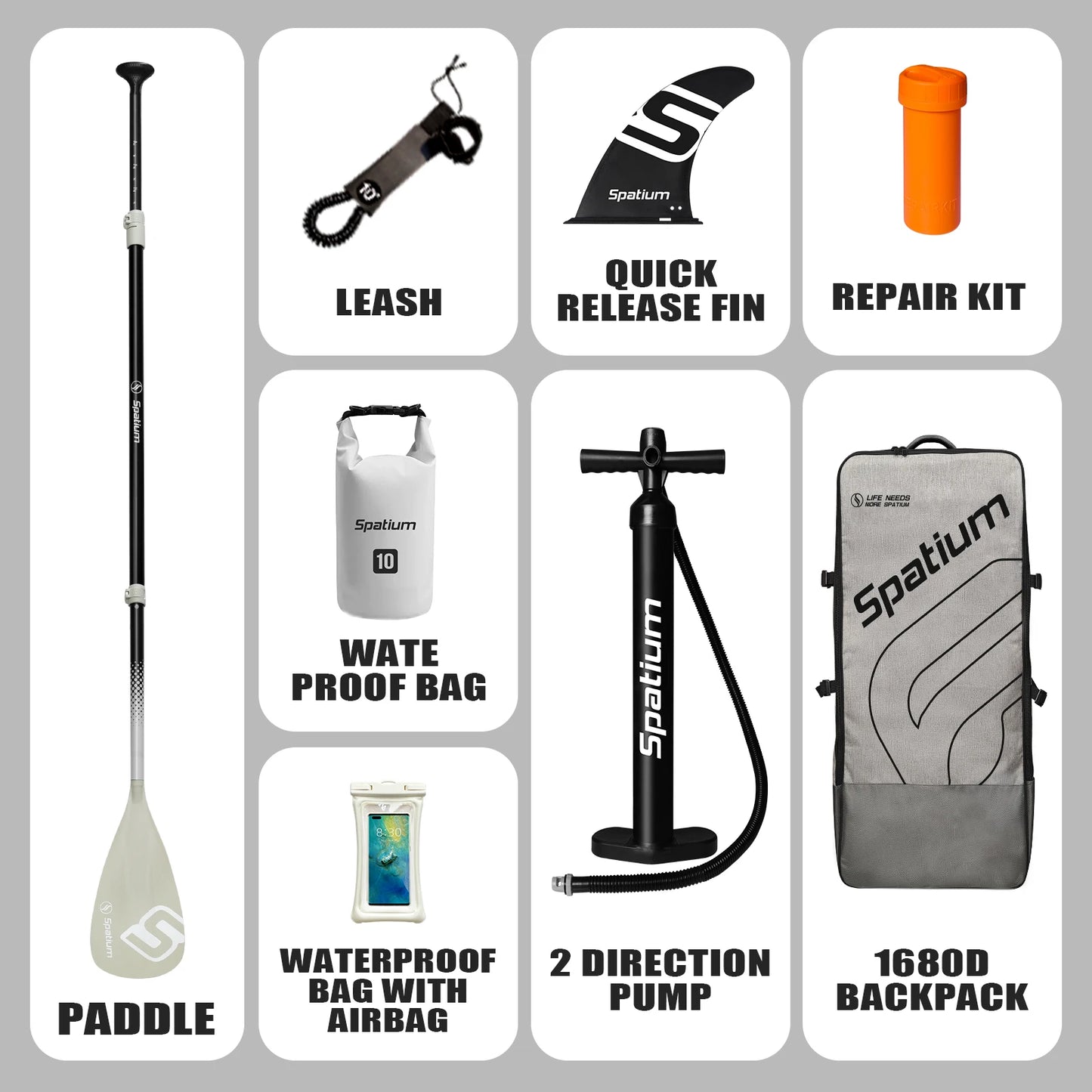 Spatium Touring Paddle Board Inflatable Stand Up Paddle Board Non-Slip Surf Board Water Sports Kayak Surf Set with Pump Backpack