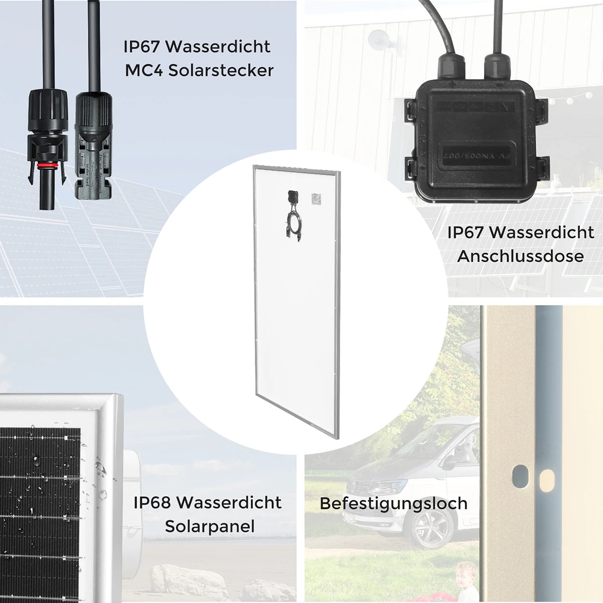 Glass Rigid Solar Panel China 18V 400W 200W  Monocrystalline Silicon Waterproof Solar Panel Charging 12V Camping/Home/RV CE