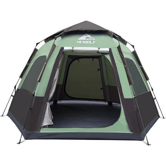 2/3/4 Person Camping Tent - Instant Pop Up Waterproof 2 Doors Tent with Easy Setup 3-Season Hexagonal Dome Design for Family Hi