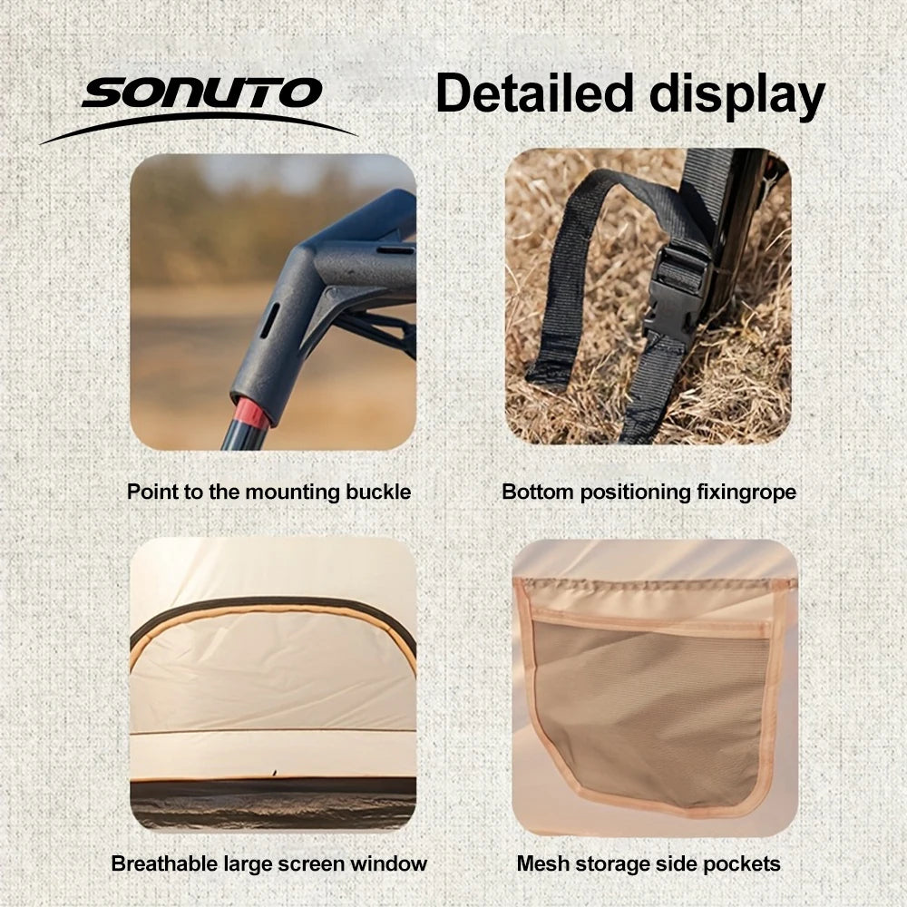 Sonuto Tent outdoor camping overnight two-bedroom portable thickened field awning camping equipment family gathering