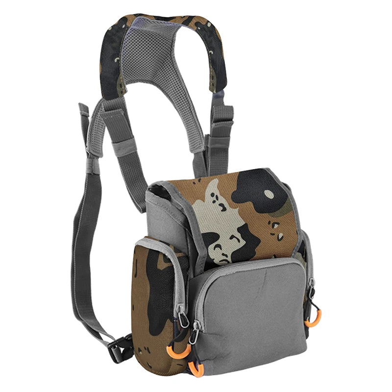 Universal Binocular Harness Chest Pack with Rain Cover Rangefinder Pouch Sturdy Adjustable Large Capacity Bino Case for Hunting