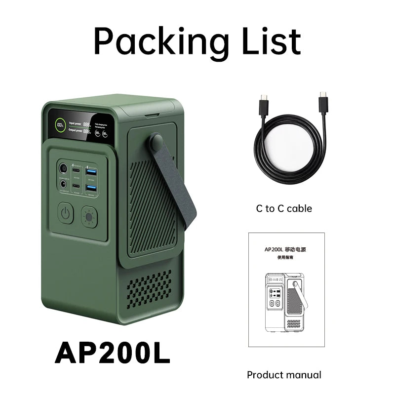 CTOLITY 200W 1800W Portable Power Station LiFePo4 Camping Solar Generator 110V 220V AC Energy Storage Supply Pure Sinve Wave
